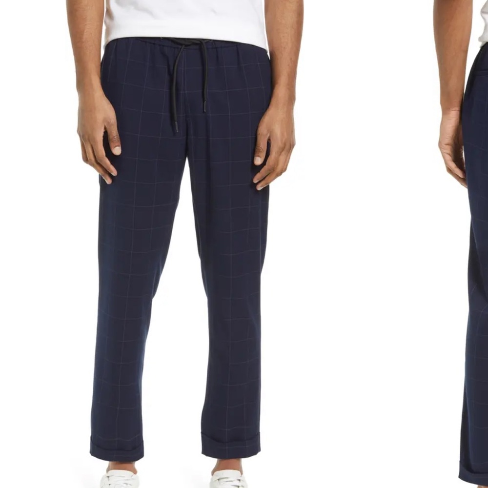 OPEN EDIT Men's E-Waist Plaid Stretch Pants NEW size small